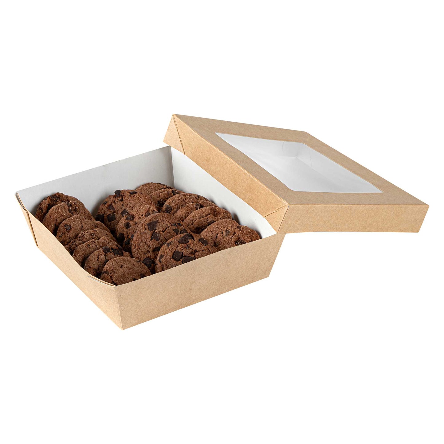 Cafe Vision 34 oz Square Kraft Paper Large Take Out Container - 6" x 6" x 2" - 25 count box