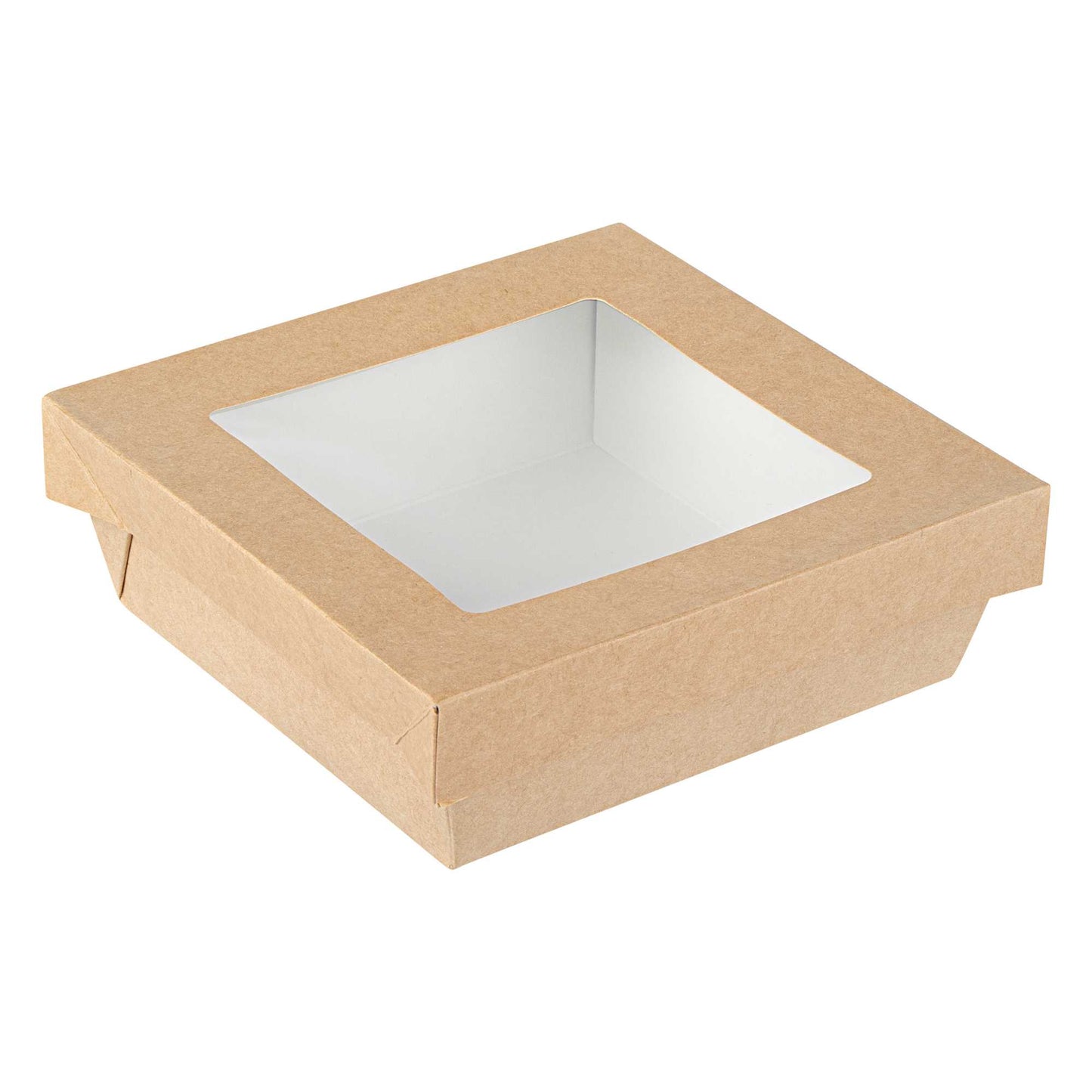 Cafe Vision 34 oz Square Kraft Paper Large Take Out Container - 6" x 6" x 2" - 25 count box
