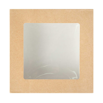 Cafe Vision 34 oz Square Kraft Paper Large Take Out Container - 6" x 6" x 2" - 25 count box