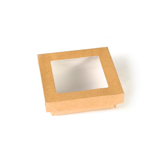 Cafe Vision 34 oz Square Kraft Paper Large Take Out Container - 6" x 6" x 2" - 200 count box