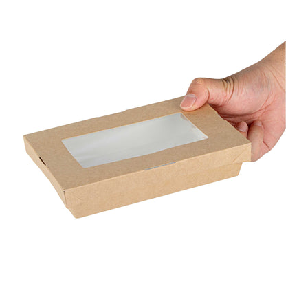 Cafe Vision 28 oz Rectangle Kraft Paper Small Take Out Container - 7 1/2" x 5" x 1 1/2" - 25 count box