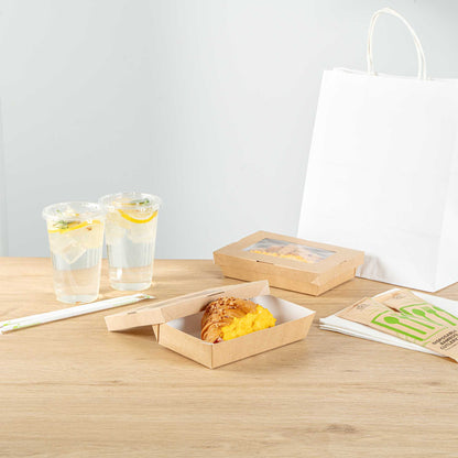 Cafe Vision 28 oz Rectangle Kraft Paper Small Take Out Container - 7 1/2" x 5" x 1 1/2" - 200 count box