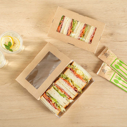 Cafe Vision 34 oz Rectangle Kraft Paper Large Take Out Container - 8 1/2" x 5 1/4" x 1 1/2" - 25 count box