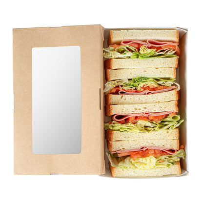 Cafe Vision 34 oz Rectangle Kraft Paper Large Take Out Container - 8 1/2" x 5 1/4" x 1 1/2" - 200 count box