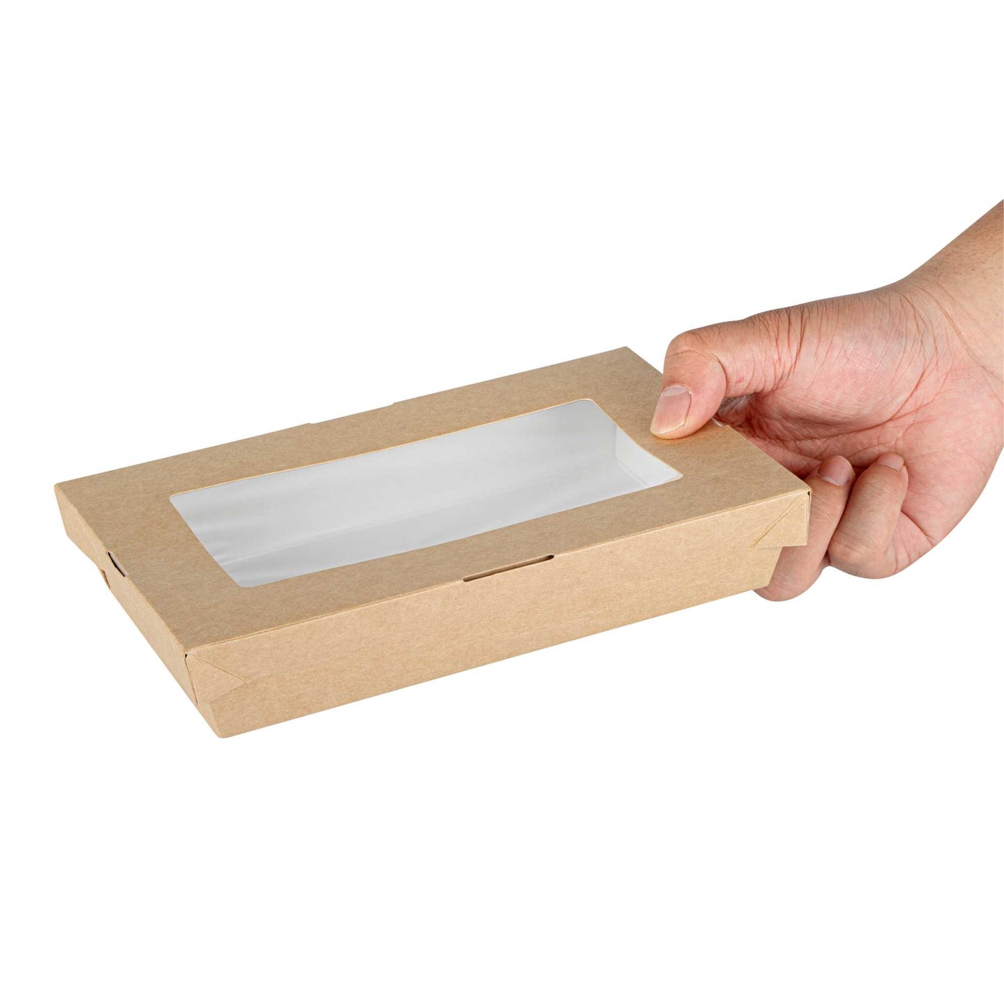 Cafe Vision 34 oz Rectangle Kraft Paper Large Take Out Container - 8 1/2" x 5 1/4" x 1 1/2" - 200 count box