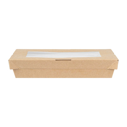Cafe Vision 34 oz Rectangle Kraft Paper Large Take Out Container - 8 1/2" x 5 1/4" x 1 1/2" - 200 count box