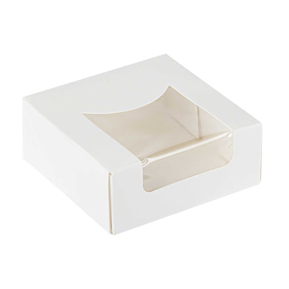 Cafe Vision 11 oz Square White Paper Small Take Out Container - 4" x 4" x 1 1/2" - 25 count box
