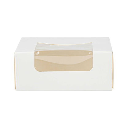 Cafe Vision 11 oz Square White Paper Small Take Out Container - 4" x 4" x 1 1/2" - 25 count box