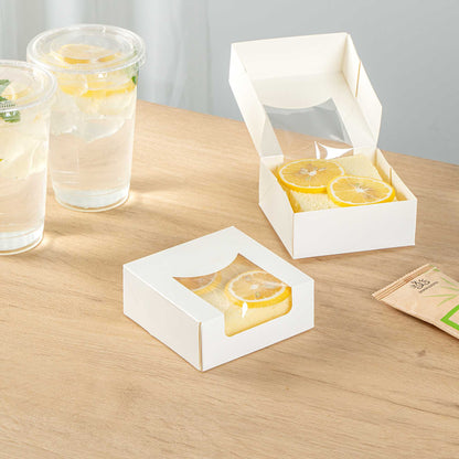 Cafe Vision 11 oz Square White Paper Small Take Out Container - 4" x 4" x 1 1/2" - 200 count box
