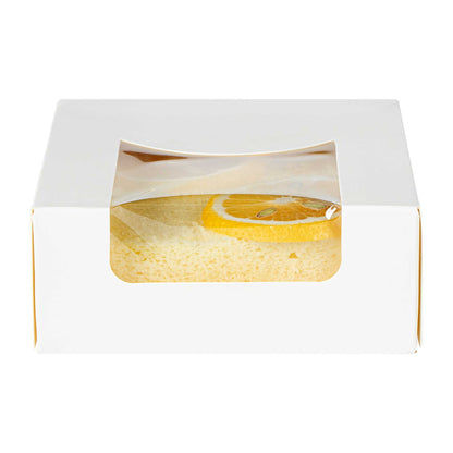 Cafe Vision 11 oz Square White Paper Small Take Out Container - 4" x 4" x 1 1/2" - 200 count box
