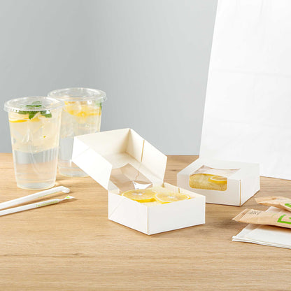 Cafe Vision 11 oz Square White Paper Small Take Out Container - 4" x 4" x 1 1/2" - 200 count box
