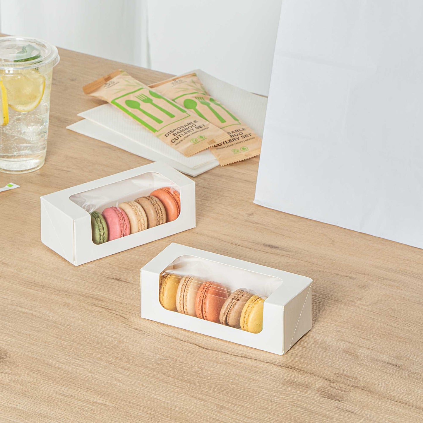 Cafe Vision 13 oz Rectangle White Paper Small Take Out Container - 6" x 2 1/2" x 2" - 50 count box