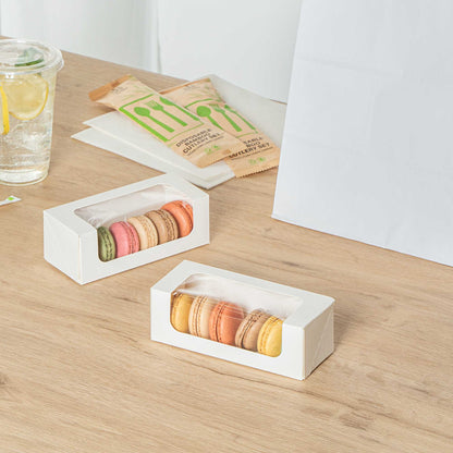 Cafe Vision 13 oz Rectangle White Paper Small Take Out Container - 6" x 2 1/2" x 2" - 200 count box