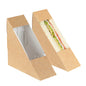 Cafe Vision Triangle Kraft Paper Small Sandwich Box - 4 3/4" x 4 3/4" x 2" - 25 count box