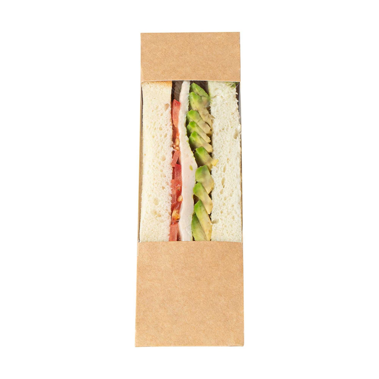 Cafe Vision Triangle Kraft Paper Small Sandwich Box - 4 3/4" x 4 3/4" x 2" - 25 count box