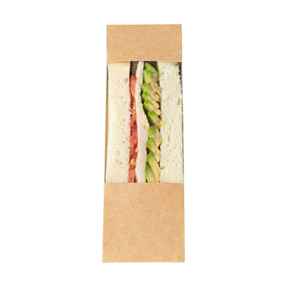 Cafe Vision Triangle Kraft Paper Small Sandwich Box - 4 3/4" x 4 3/4" x 2" - 25 count box