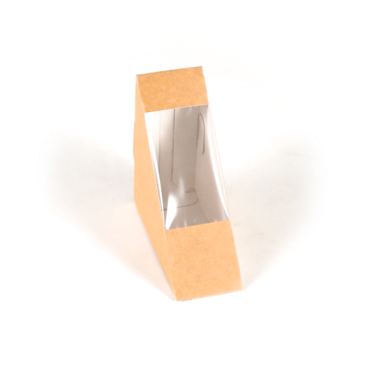 Cafe Vision Triangle Kraft Paper Small Sandwich Box - 4 3/4" x 4 3/4" x 2" - 25 count box