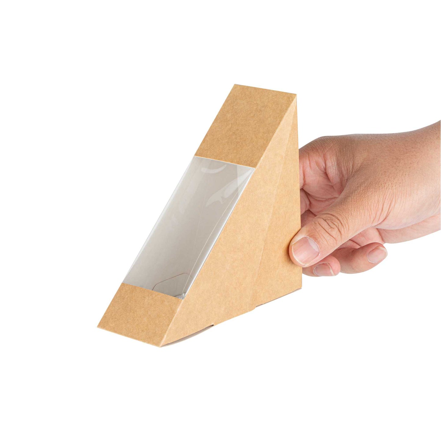 Cafe Vision Triangle Kraft Paper Small Sandwich Box - 4 3/4" x 4 3/4" x 2" - 200 count box