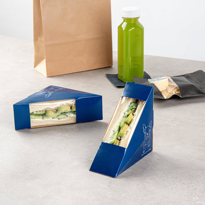 Cafe Vision Triangle Frenchie Paper Small Sandwich Box - 4 3/4" x 4 3/4" x 2" - 200 count box