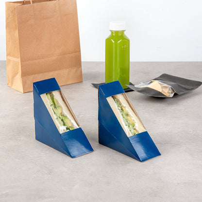 Cafe Vision Triangle Frenchie Paper Small Sandwich Box - 4 3/4" x 4 3/4" x 2" - 200 count box
