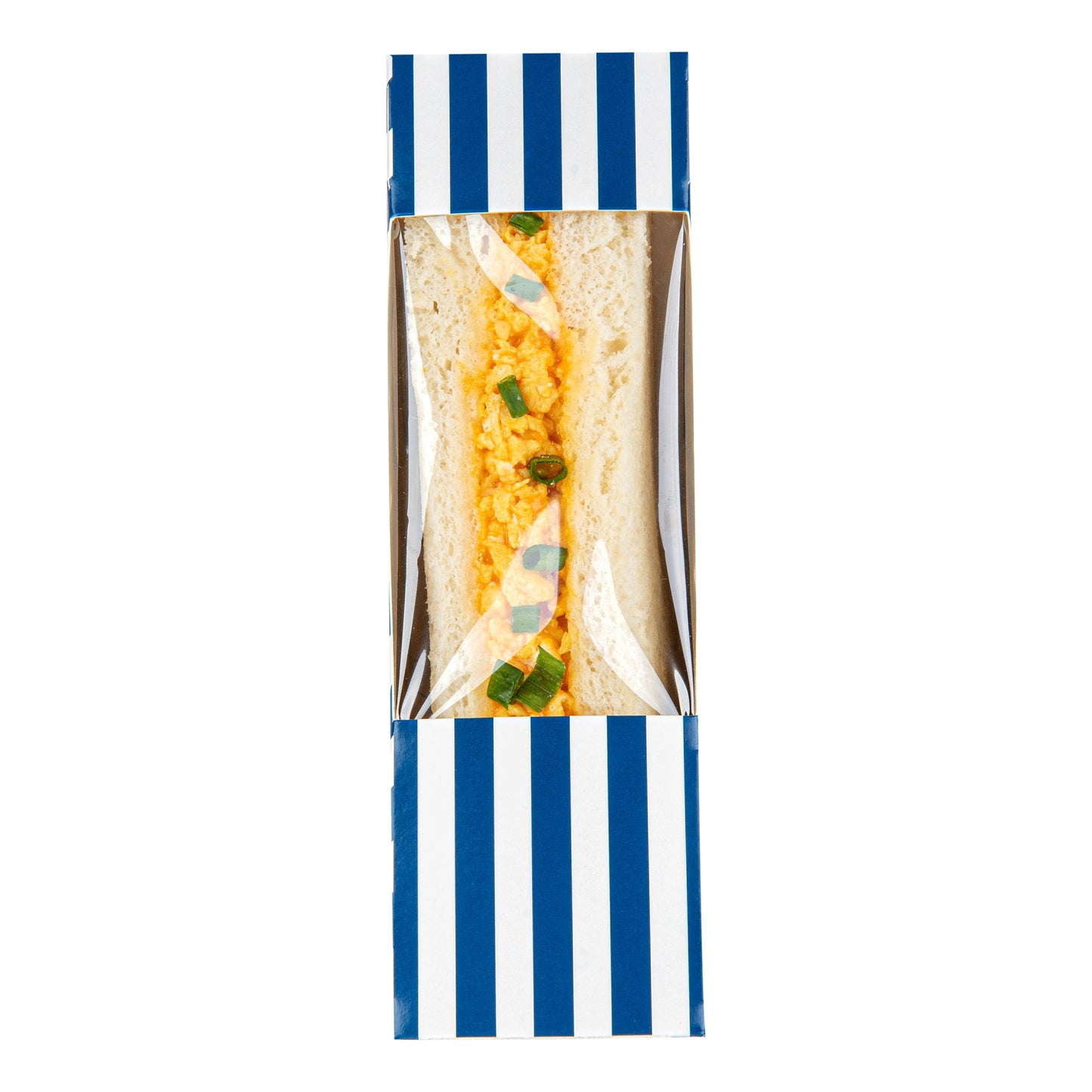 Cafe Vision Triangle Blue and White Stripe Paper Small Sandwich Box - 4 3/4" x 4 3/4" x 2" - 25 count box