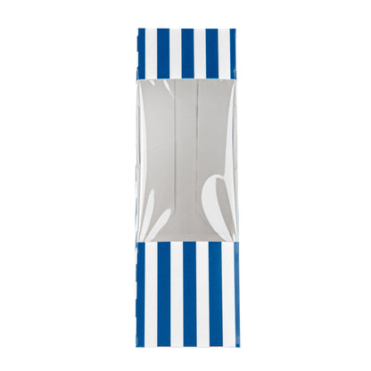 Cafe Vision Triangle Blue and White Stripe Paper Small Sandwich Box - 4 3/4" x 4 3/4" x 2" - 25 count box