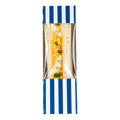 Cafe Vision Triangle Blue and White Stripe Paper Small Sandwich Box - 4 3/4" x 4 3/4" x 2" - 200 count box