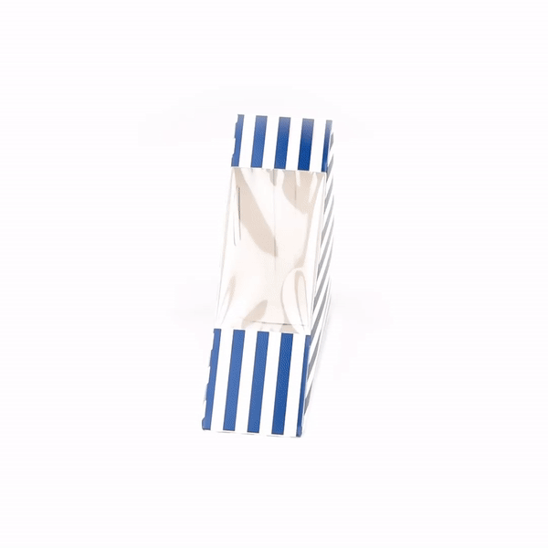 Cafe Vision Triangle Blue and White Stripe Paper Small Sandwich Box - 4 3/4" x 4 3/4" x 2" - 200 count box