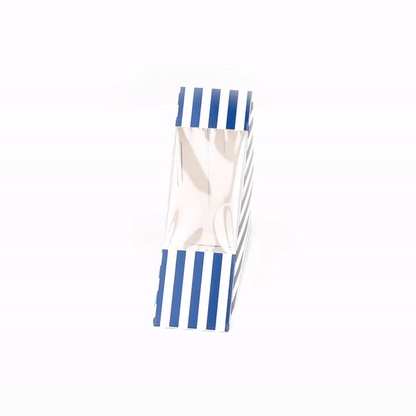 Cafe Vision Triangle Blue and White Stripe Paper Small Sandwich Box - 4 3/4" x 4 3/4" x 2" - 200 count box