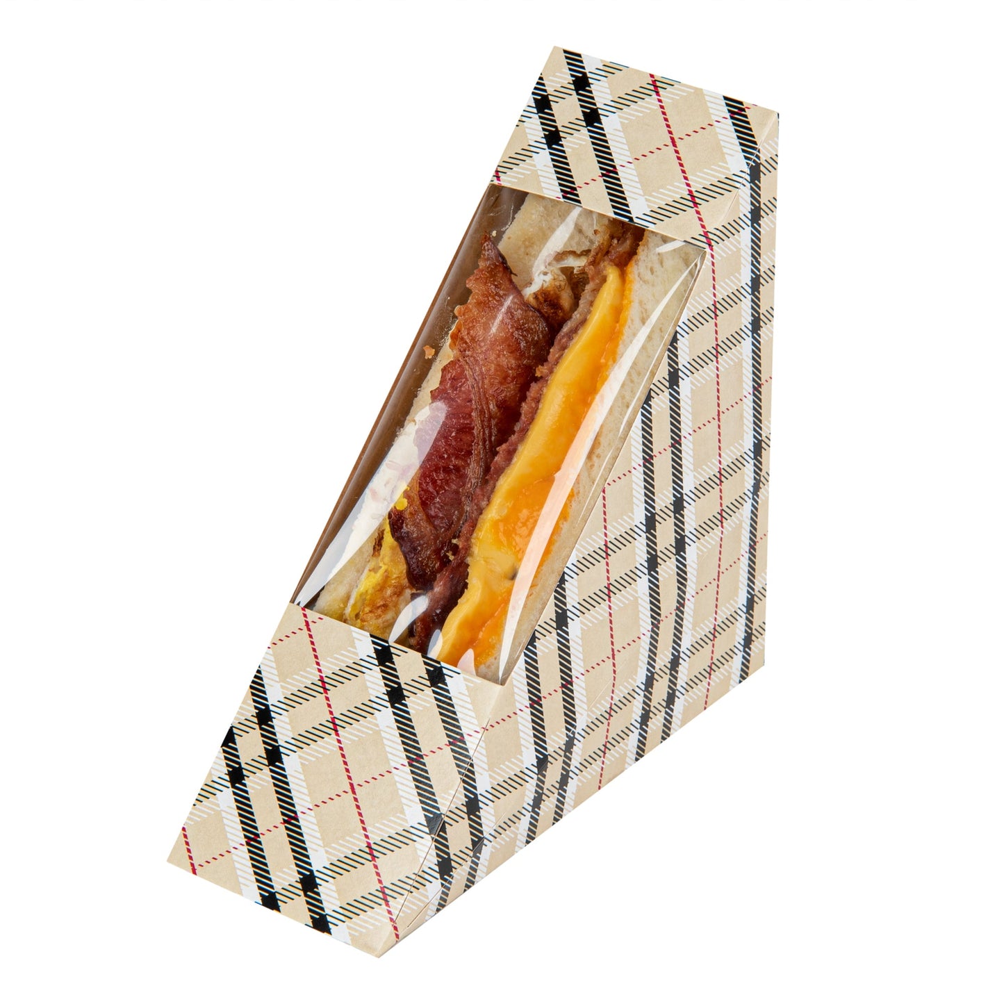 Cafe Vision Triangle Plaid Paper Small Sandwich Box - 4 3/4" x 4 3/4" x 2" - 25 count box