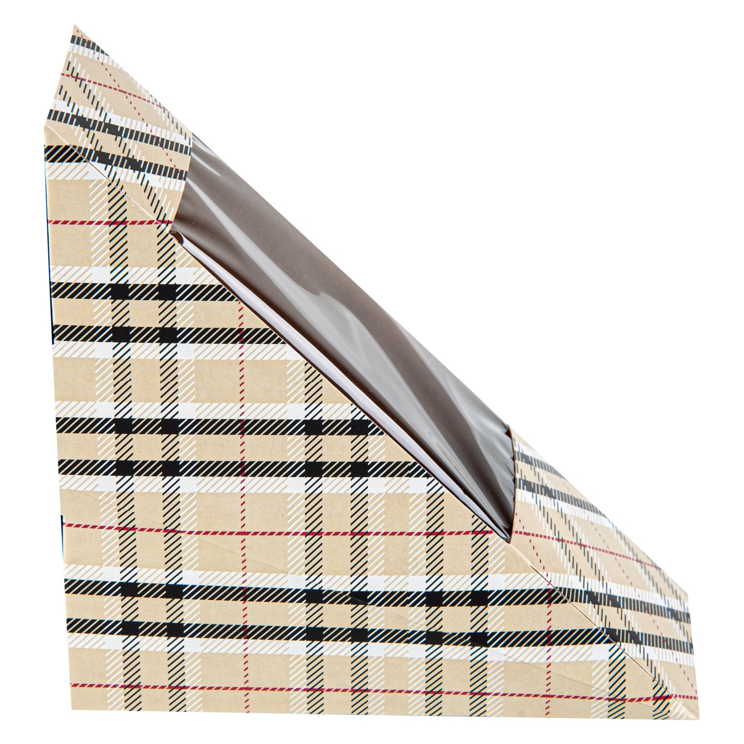 Cafe Vision Triangle Plaid Paper Small Sandwich Box - 4 3/4" x 4 3/4" x 2" - 200 count box