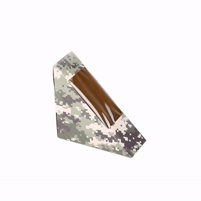 Cafe Vision Triangle Camouflage Paper Small Sandwich Box - 4 3/4" x 4 3/4" x 2" - 200 count box