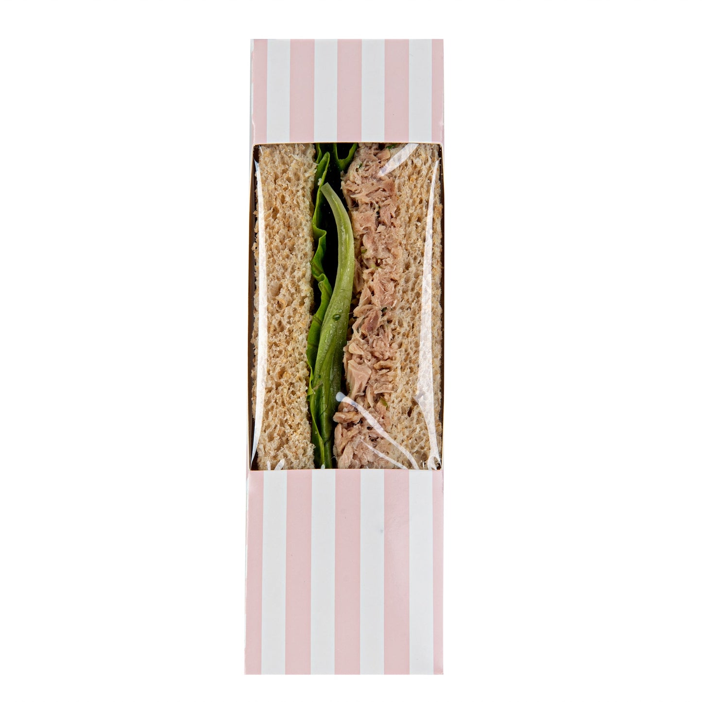 Cafe Vision Triangle Pink and White Stripe Paper Small Sandwich Box - 4 3/4" x 4 3/4" x 2" - 200 count box