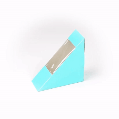 Cafe Vision Triangle Turquoise Paper Small Sandwich Box - 4 3/4" x 4 3/4" x 2" - 25 count box