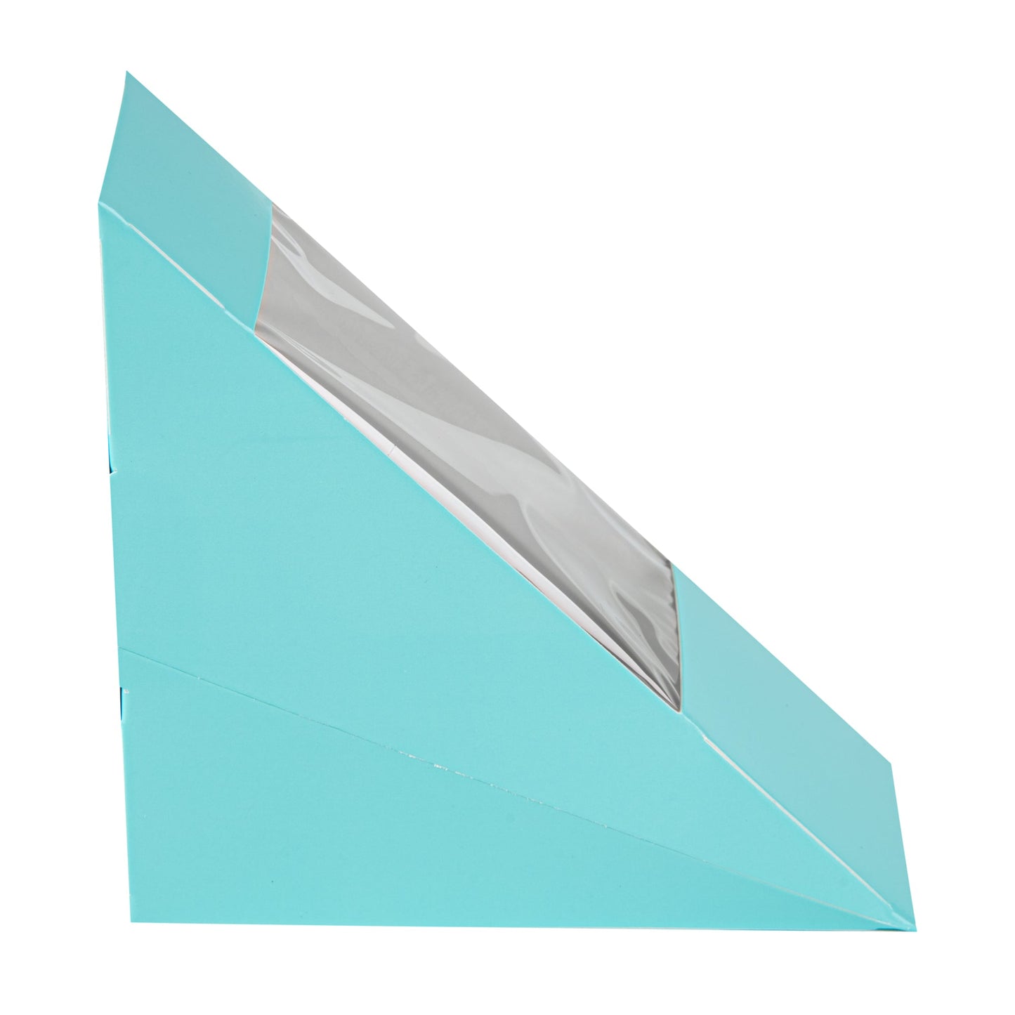 Cafe Vision Triangle Turquoise Paper Small Sandwich Box - 4 3/4" x 4 3/4" x 2" - 25 count box