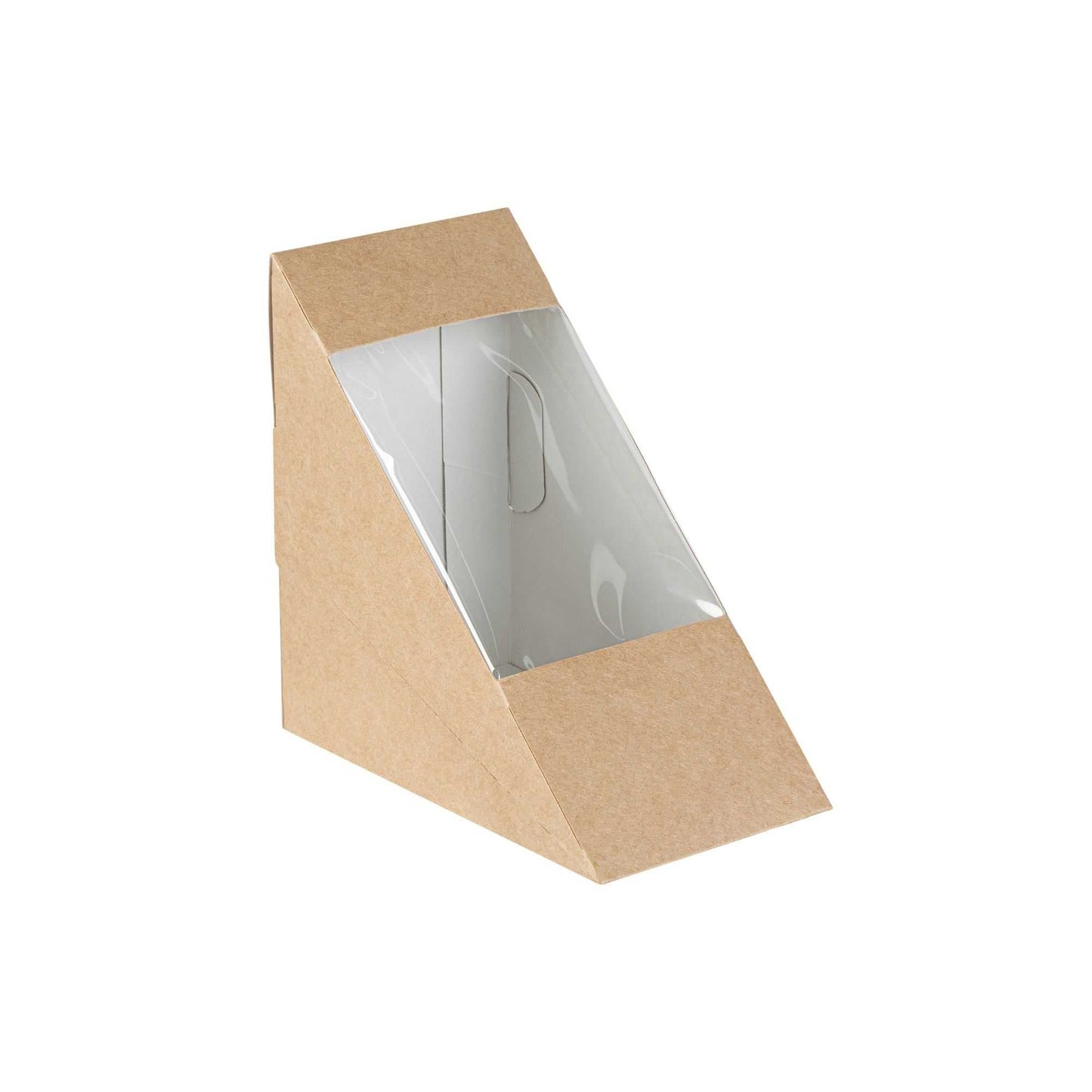 Cafe Vision Triangle Kraft Paper Medium Sandwich Box - 4 3/4" x 4 3/4" x 2 3/4" - 25 count box