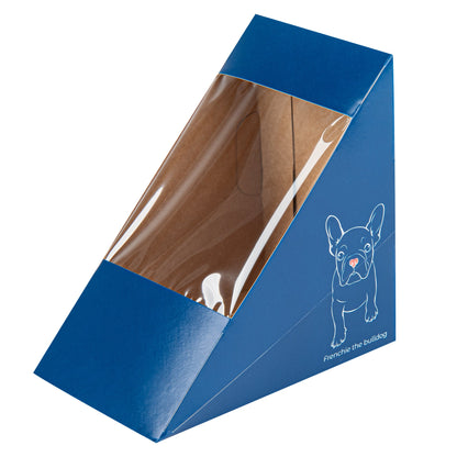 Cafe Vision Triangle Frenchie Paper Medium Sandwich Box - 4 3/4" x 4 3/4" x 2 3/4" - 200 count box