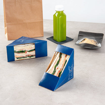 Cafe Vision Triangle Frenchie Paper Medium Sandwich Box - 4 3/4" x 4 3/4" x 2 3/4" - 200 count box