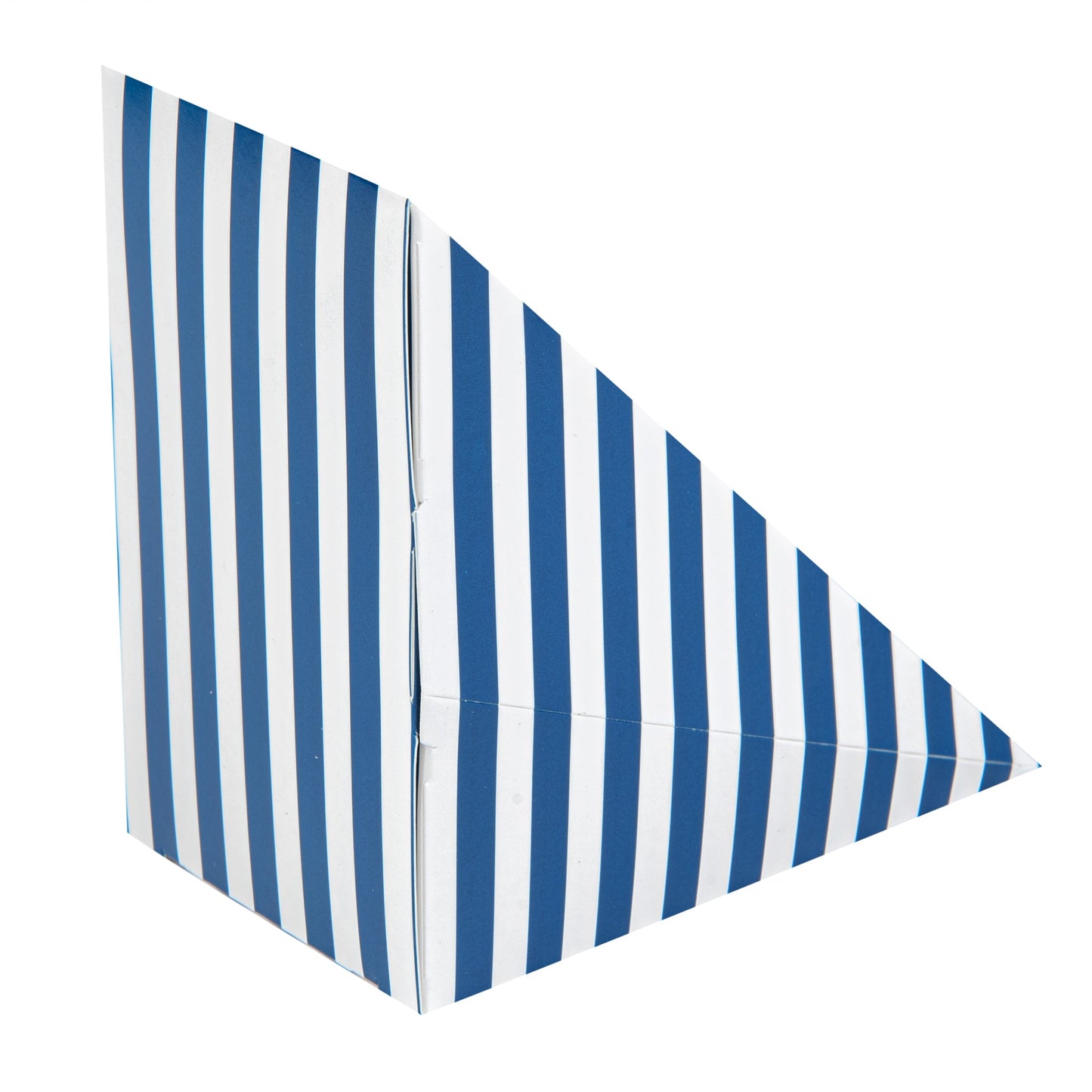 Cafe Vision Triangle Blue and White Stripe Paper Medium Sandwich Box - 4 3/4" x 4 3/4" x 2 3/4" - 200 count box