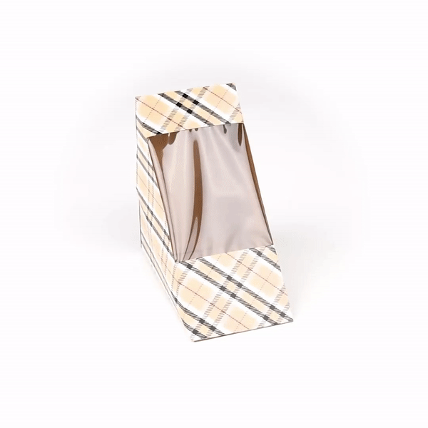 Cafe Vision Triangle Plaid Paper Medium Sandwich Box - 4 3/4" x 4 3/4" x 2 3/4" - 25 count box