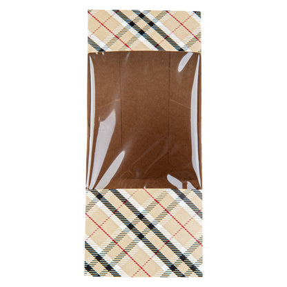 Cafe Vision Triangle Plaid Paper Medium Sandwich Box - 4 3/4" x 4 3/4" x 2 3/4" - 25 count box