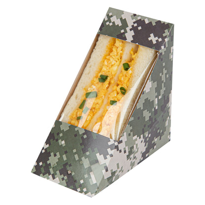 Cafe Vision Triangle Camouflage Paper Medium Sandwich Box - 4 3/4" x 4 3/4" x 2 3/4" - 200 count box