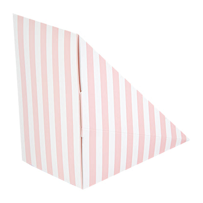 Cafe Vision Triangle Pink and White Stripe Paper Medium Sandwich Box - 4 3/4" x 4 3/4" x 2 3/4" - 200 count box