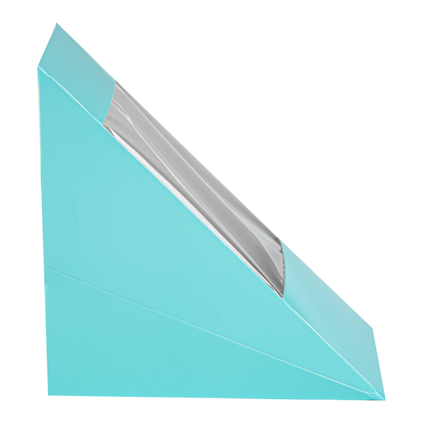 Cafe Vision Triangle Turquoise Paper Medium Sandwich Box - 4 3/4" x 4 3/4" x 2 3/4" - 200 count box