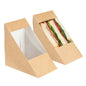 Cafe Vision Triangle Kraft Paper Large Sandwich Box - 4 3/4" x 4 3/4" x 3 1/4" - 25 count box