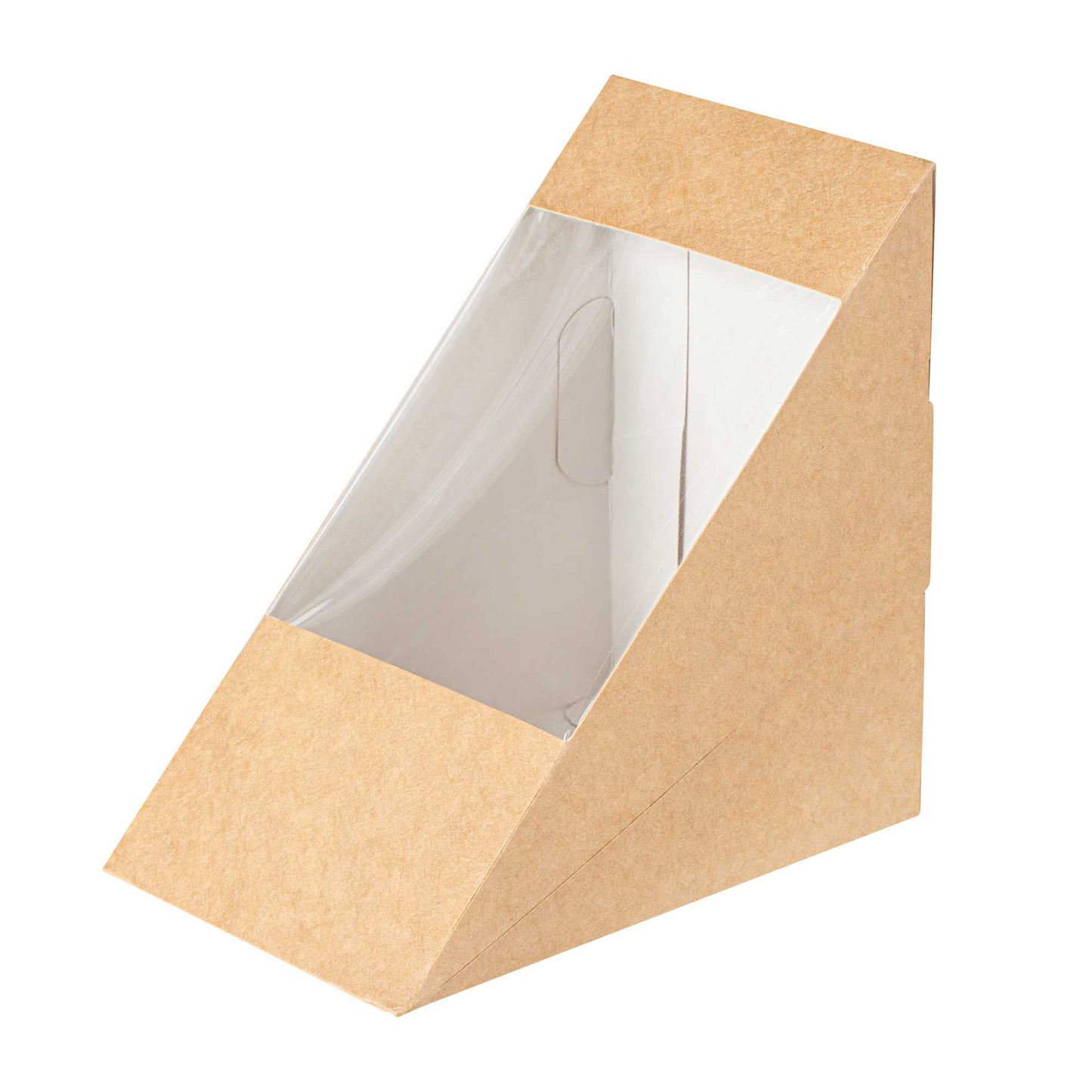 Cafe Vision Triangle Kraft Paper Large Sandwich Box - 4 3/4" x 4 3/4" x 3 1/4" - 25 count box