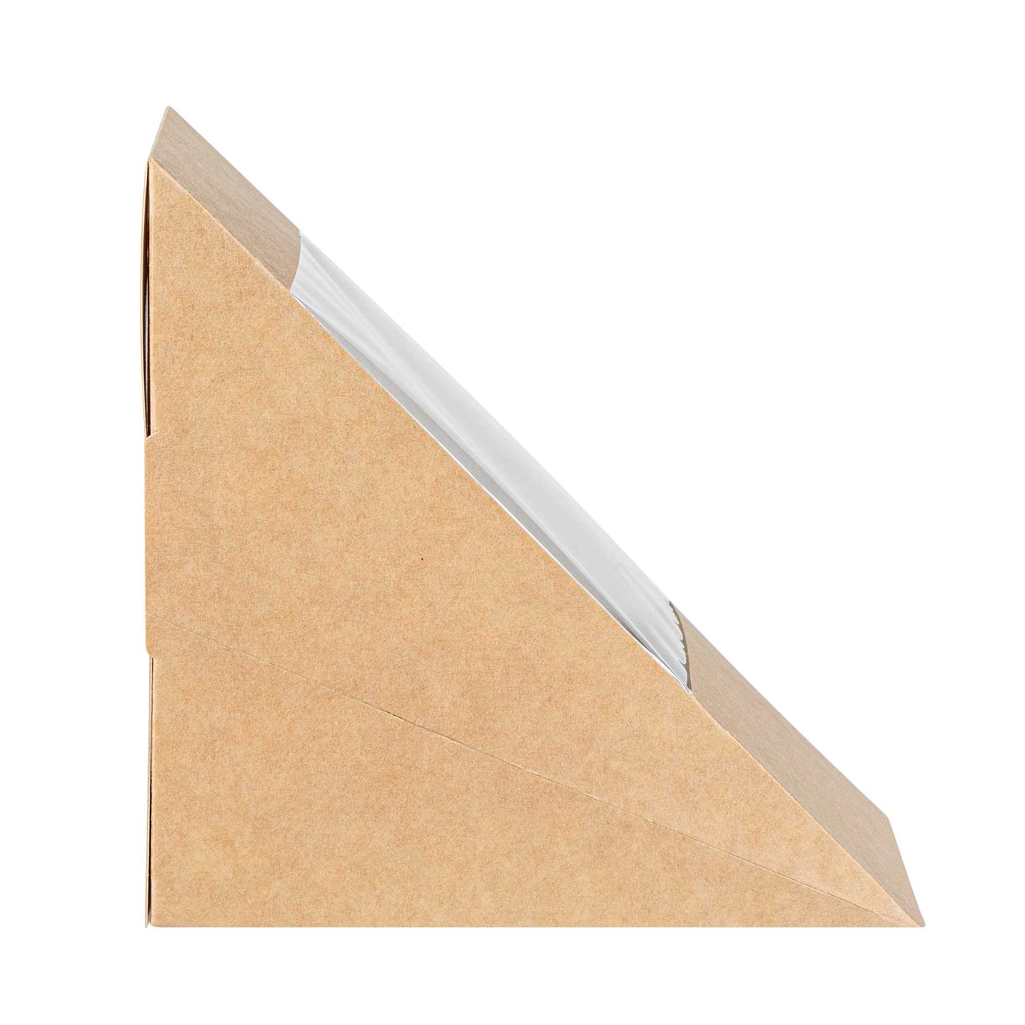 Cafe Vision Triangle Kraft Paper Large Sandwich Box - 4 3/4" x 4 3/4" x 3 1/4" - 25 count box