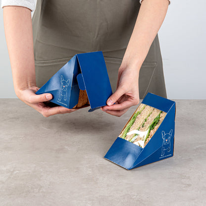 Cafe Vision Triangle Frenchie Paper Large Sandwich Box - 4 3/4" x 4 3/4" x 3 1/4" - 25 count box