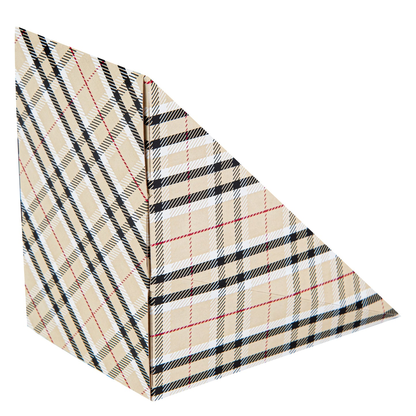 Cafe Vision Triangle Plaid Paper Large Sandwich Box - 4 3/4" x 4 3/4" x 3 1/4" - 25 count box