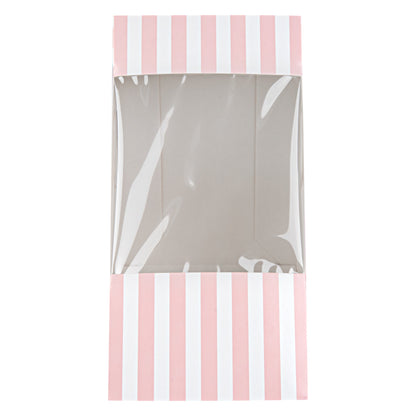 Cafe Vision Triangle Pink and White Stripe Paper Large Sandwich Box - 4 3/4" x 4 3/4" x 3 1/4" - 25 count box